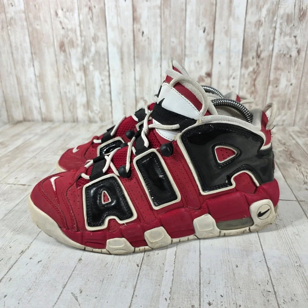 Nike Air More Uptempo GS Bulls Varsity Red Black 415082-600 Mens 6.5Y Kids